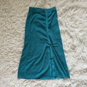 & Other Stories Teal Ribbed Midi Skirt